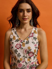 Embroidered V-Neck A-Line Maxi Dress