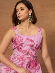 Floral Printed Beds and Stone Work Gown Maxi Dress
