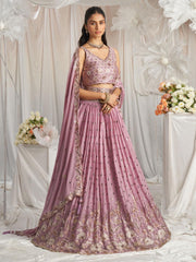 Lavender Georgette Sequin embroidery Semi Stitched Lehenga choli and Dupatta