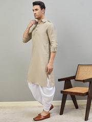 Men Regular Linen Kurta with Dhoti Pants