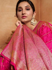 Magenta Striped Woven Design Zari Pure Silk Saree