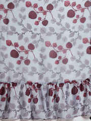 Grey & Burgundy Poly Georgette Printed Ruffled Saree