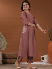 Pink Yoke Design Sequinned Empire A-Line Kurta With Trouser