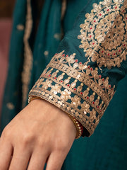 Teal Chinon Work Palazzo Suit
