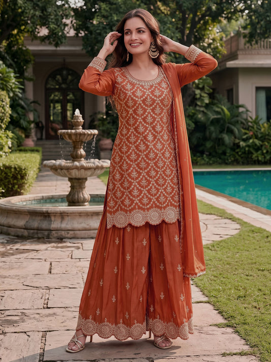 Rust Chinon Work Palazzo Suit