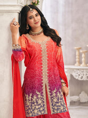 Chinon Palazzo Suit in Multi Colour with Bandhani Print