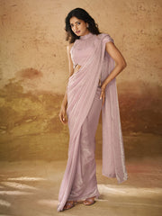 Lovable Baby Pink Hand Work Organza Ready To Wear Saree With Blouse