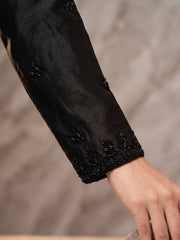 Black Premium Chinnon Silk Festive Trendy Palazzo Suit