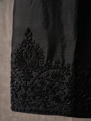 Black Premium Chinnon Silk Festive Trendy Palazzo Suit