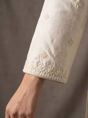 White Premium Chinnon Silk Festive Trendy Palazzo Suit