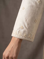 White Premium Chinnon Silk Festive Trendy Palazzo Suit