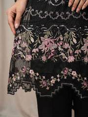 Black Chiffon Embroideres Khatli Work Kurta Set