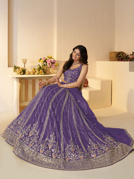 Dark Purple bridal wear lehenga