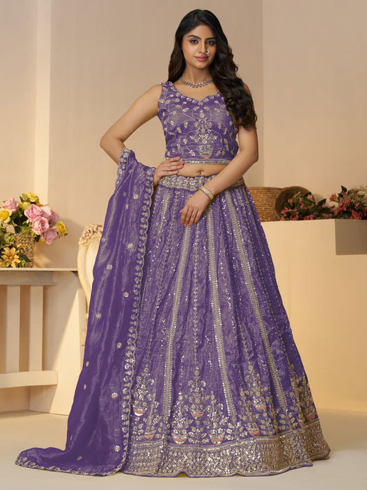 Dark Purple bridal wear lehenga