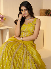 Lehenga for haldi- Indian lehenga with seqins and cut dana work