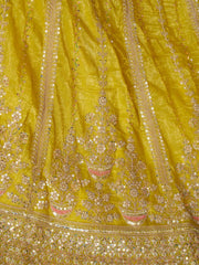 Lehenga for haldi- Indian lehenga with seqins and cut dana work