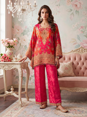 Floral Silk Printed Top with Palazzos