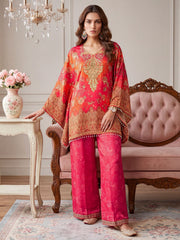 Floral Silk Printed Top with Palazzos