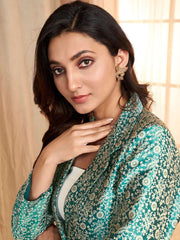 Green and beige Floral Woven Design Shirt & Trousers Ethnic Co-Ords