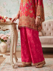 Floral Silk Printed Top with Palazzos