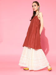 Women Floral Printed Gotta Patti Floral Kaftan Kurta