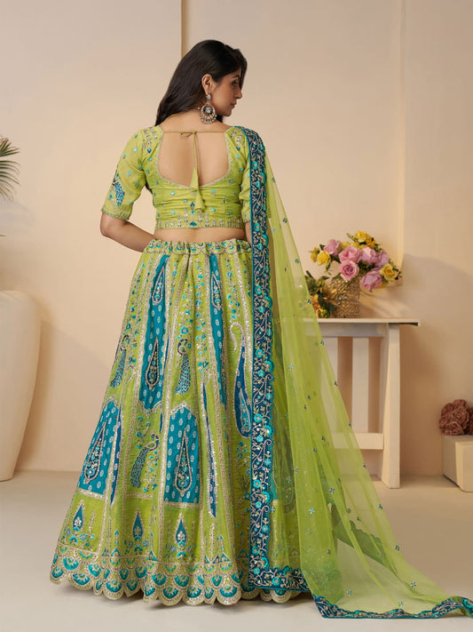 Royal Grandeur bridal Purple Soft Net Lehenga with Paisley and Peacock Motifs and Heavy Embroidery