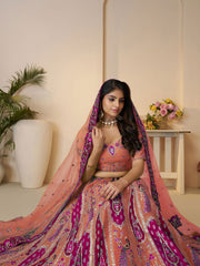 Sunrise orange Beautiful Traditional Designer Elegant Embroidery and Cut Work Silk Lehenga