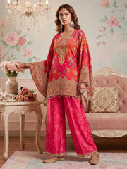 Floral Silk Printed Top with Palazzos