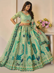 Graceful Green with peacock Embroidered bridal lehenga