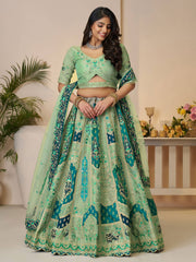 Graceful Green with peacock Embroidered bridal lehenga