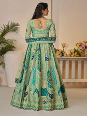 Graceful Green with peacock Embroidered bridal lehenga