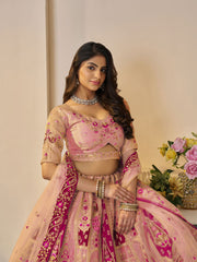 Orange embroidered Banarsi lehenga