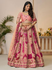 Orange embroidered Banarsi lehenga