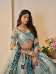 Marvelous Sky Blue Indian bridal lehenga
