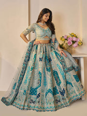 Marvelous Sky Blue Indian bridal lehenga