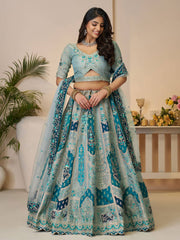 Marvelous Sky Blue Indian bridal lehenga