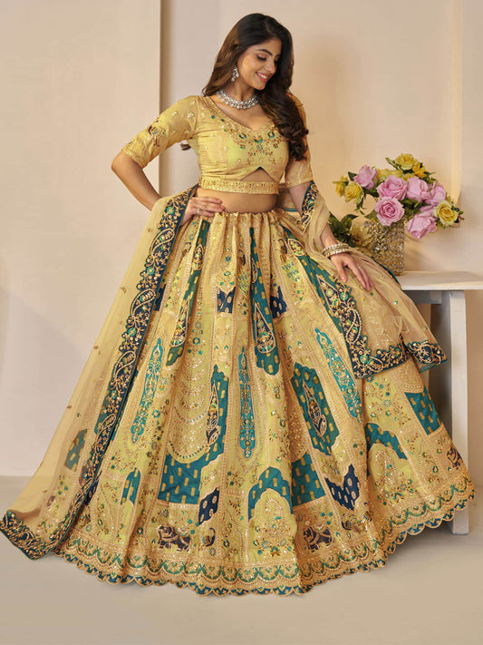 Rajsi Haathi Stunning yellow Banarsi lehenga