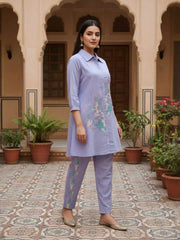 Chanderi Embroidered Tunic with Trousers