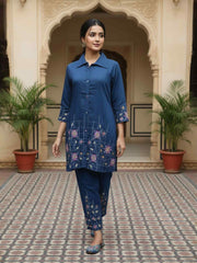 Bohemian Embroidered Tunic with Trousers