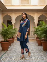 Indie Florals Embroidered Tunic with Trousers