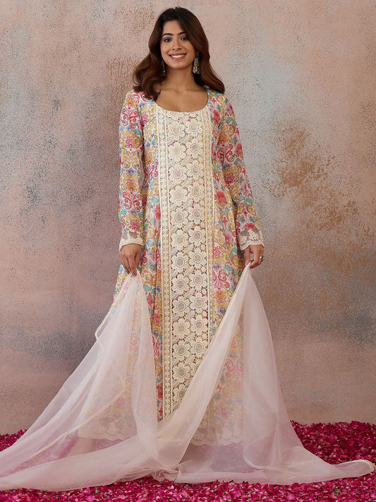 Women Floral Printed Regular Kurta with Trousers & With Dupatta