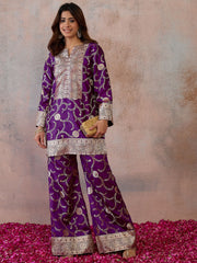 Floral Woven Design Tunic with Palazzos