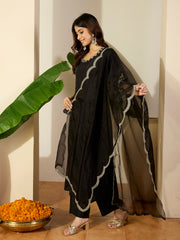 Women Ethnic Motifs Embroidered Anarkali Kurta with Trousers & Dupatta