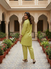 Chanderi Embroidered Tunic with Trousers
