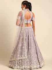 Mauve Pure Georgette Sequins with heavy Zarkan embroidery Semi-Stitched Lehenga choli & Dupatta