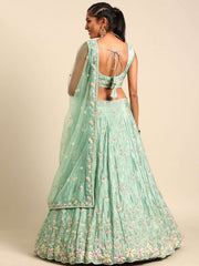 Sea Green Georgette heavy Sequinse embroidery Semi-Stitched Lehenga choli & Dupatta