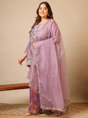 Women Embroidered Regular Thread Work Kurta with Palazzos & With Dupatta