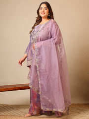 Women Embroidered Regular Thread Work Kurta with Palazzos & With Dupatta