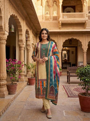 Women Ethnic Motifs Printed Regular Kurta with Trousers & With Dupatta