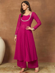 Women Layered Beads and Stones Kurta with Palazzos